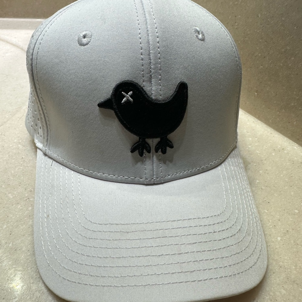 Bad Birdie White Cap with Black Bird Design